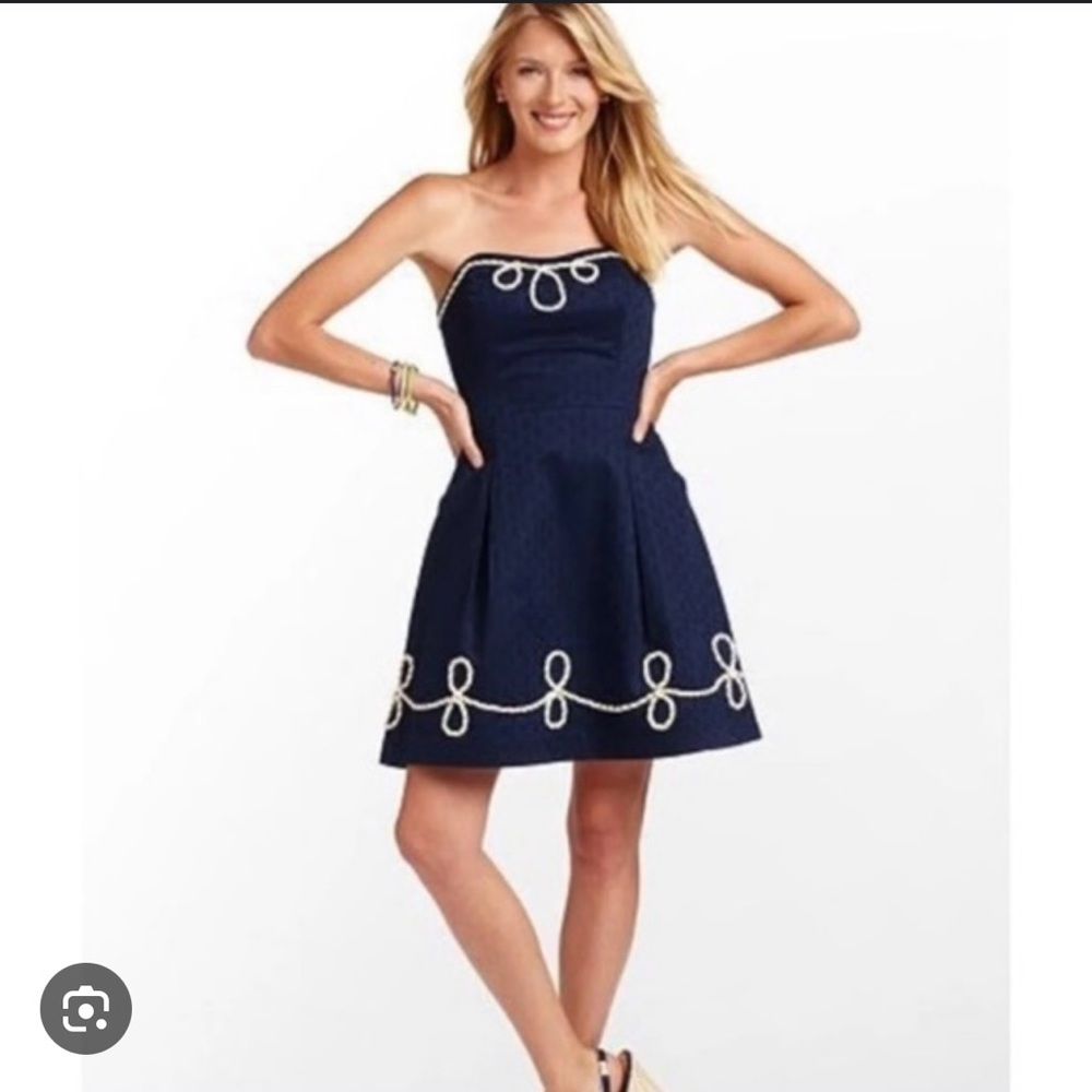 Lily Pulitzer Nautical Navy Strapless Dress